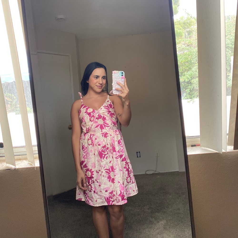 Floral Pink and Cream Dress